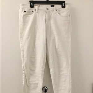 White straight leg jeans
